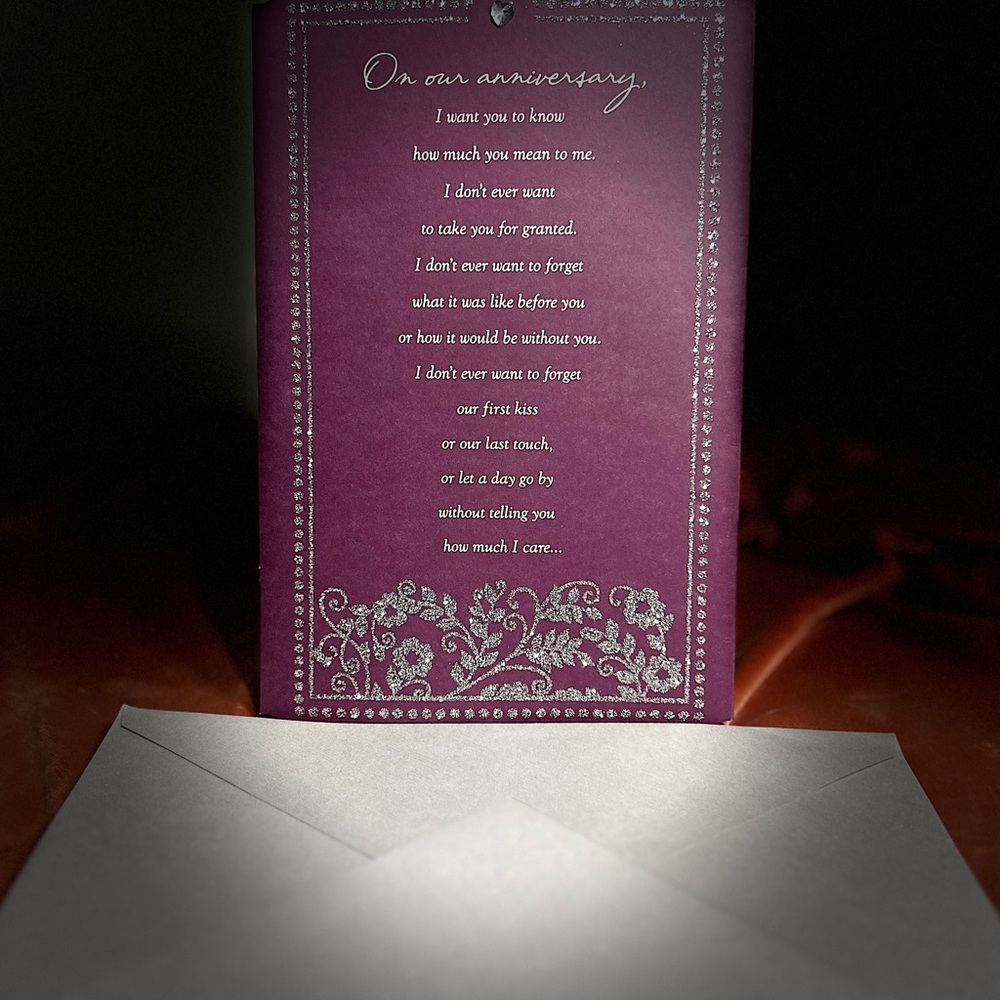 Elegant Purple Anniversary Card (for Him or Her
